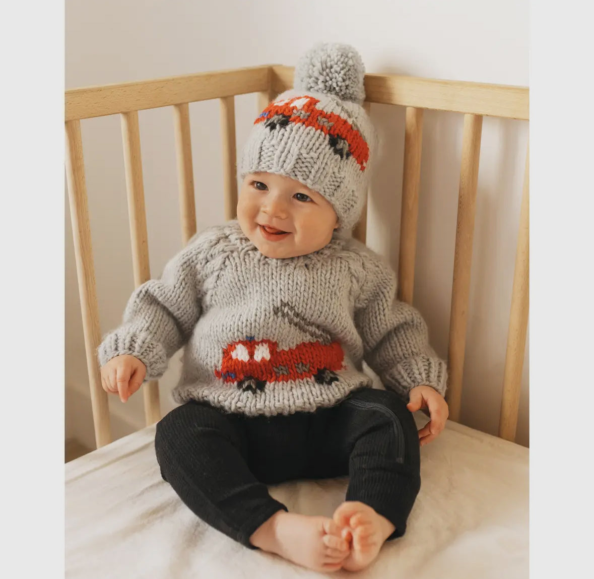 Fire Engine Crew Neck Sweater for Baby & Toddler