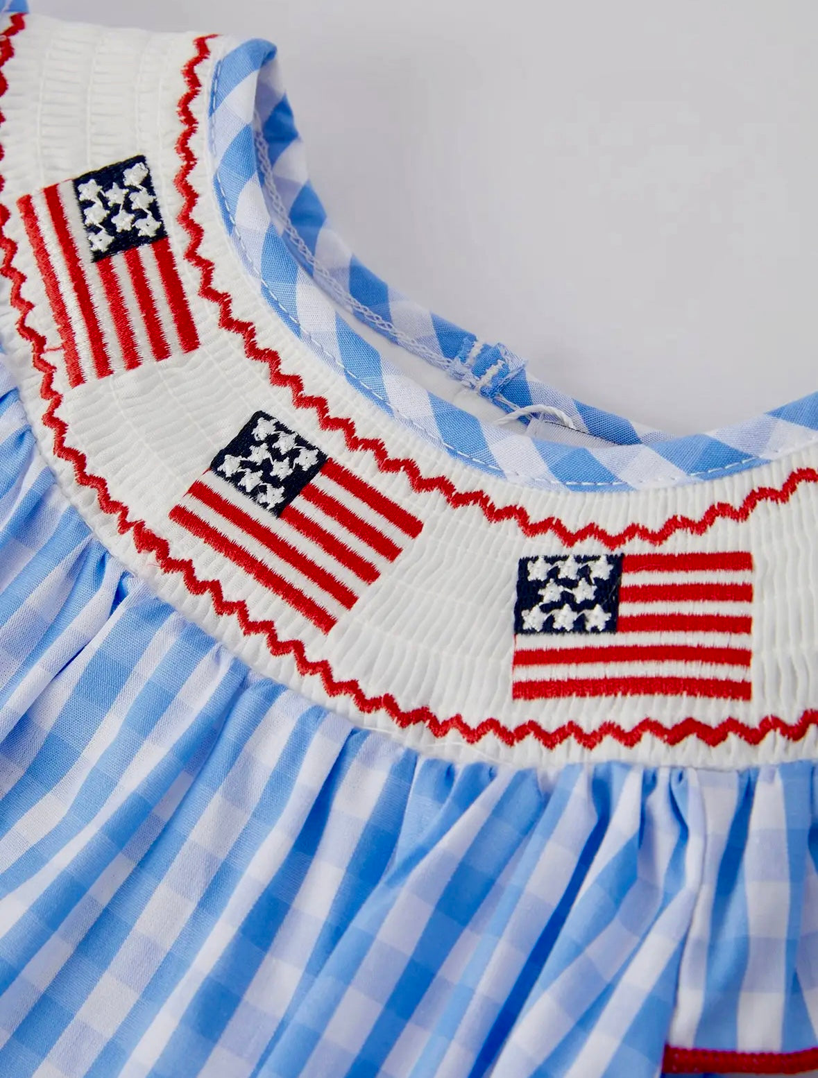 4th of July - Smocked Girls Romper