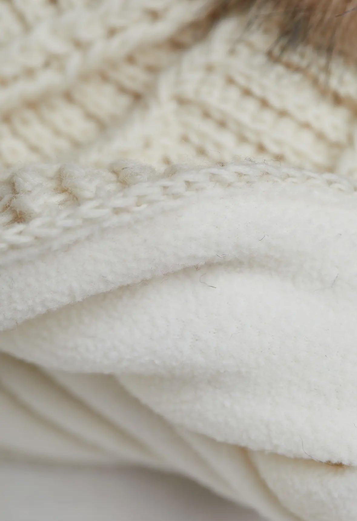 Brecken Ecru Crochet Pom Beanie