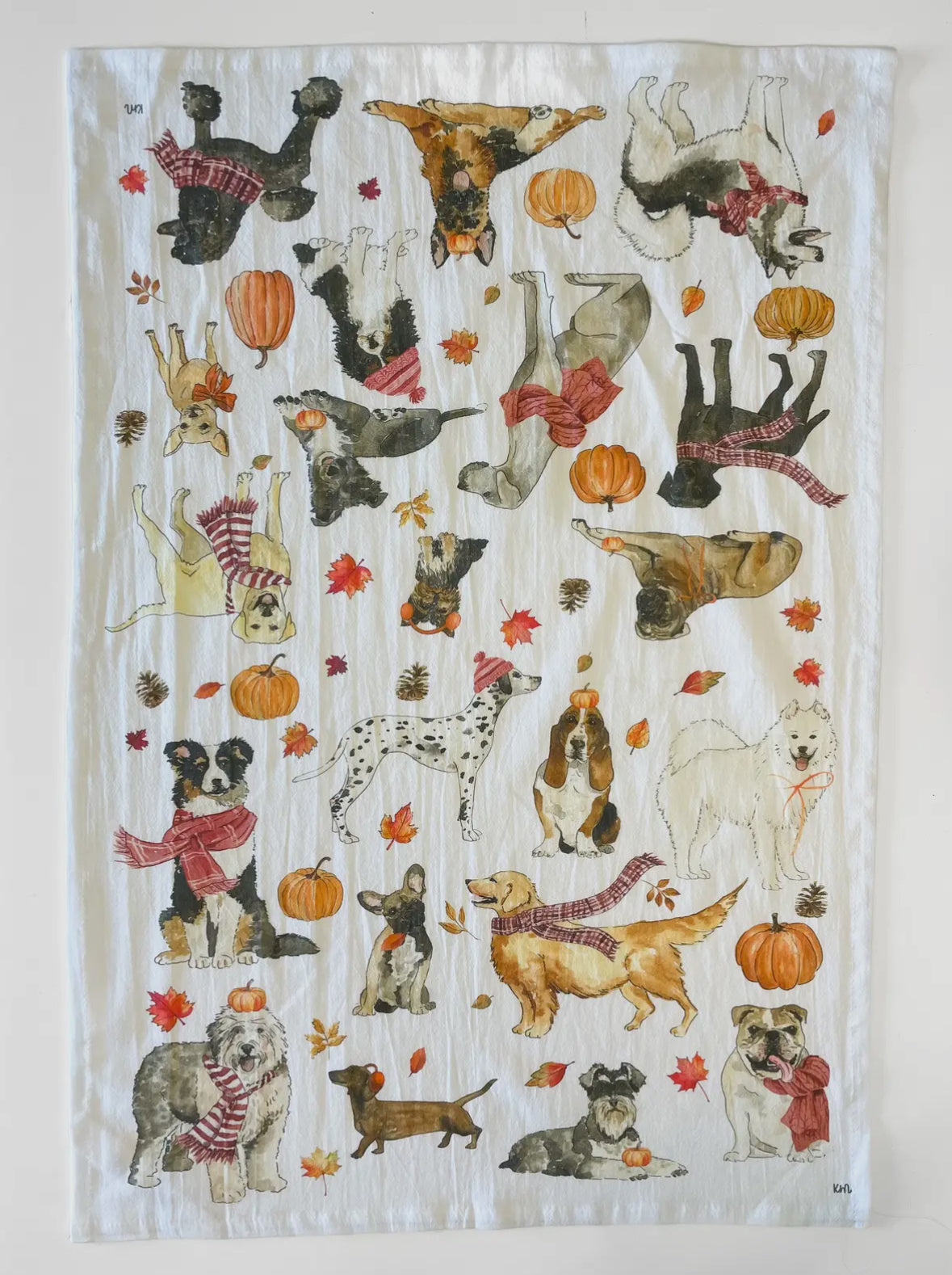 Cozy Fall Dogs Tea Towel