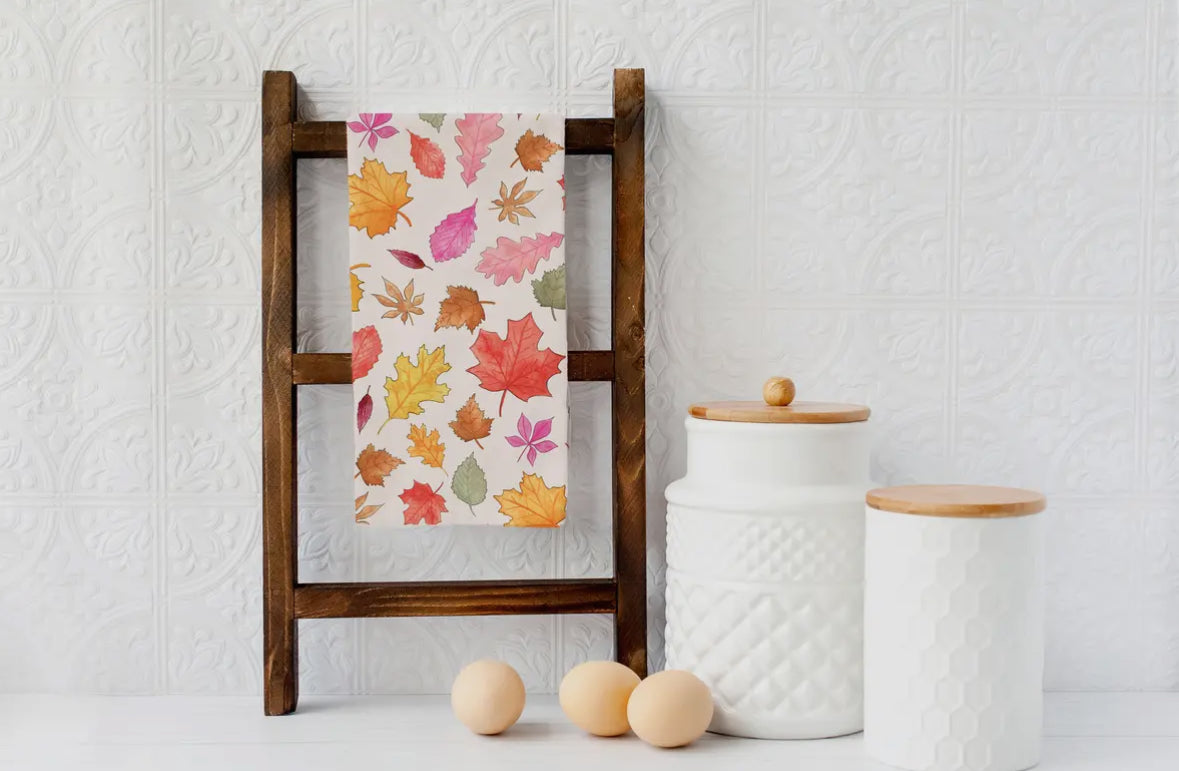 Colorful Fall Leaves Tea Towel