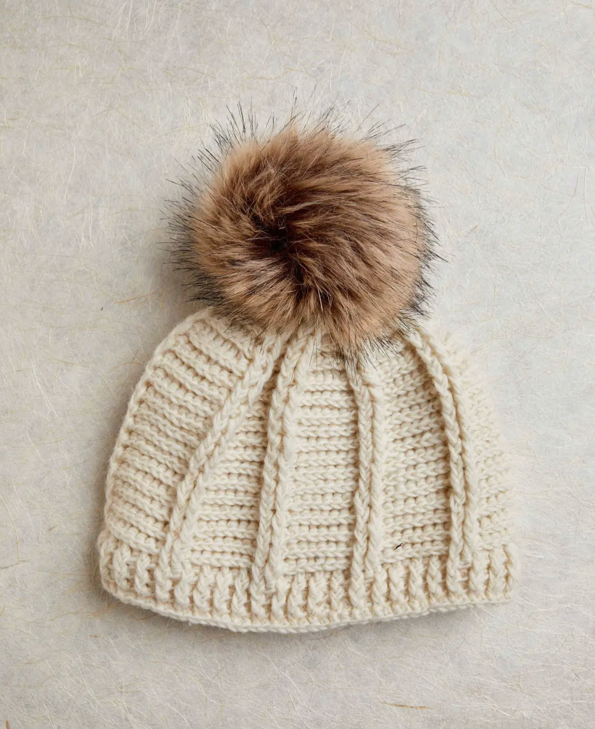 Brecken Ecru Crochet Pom Beanie