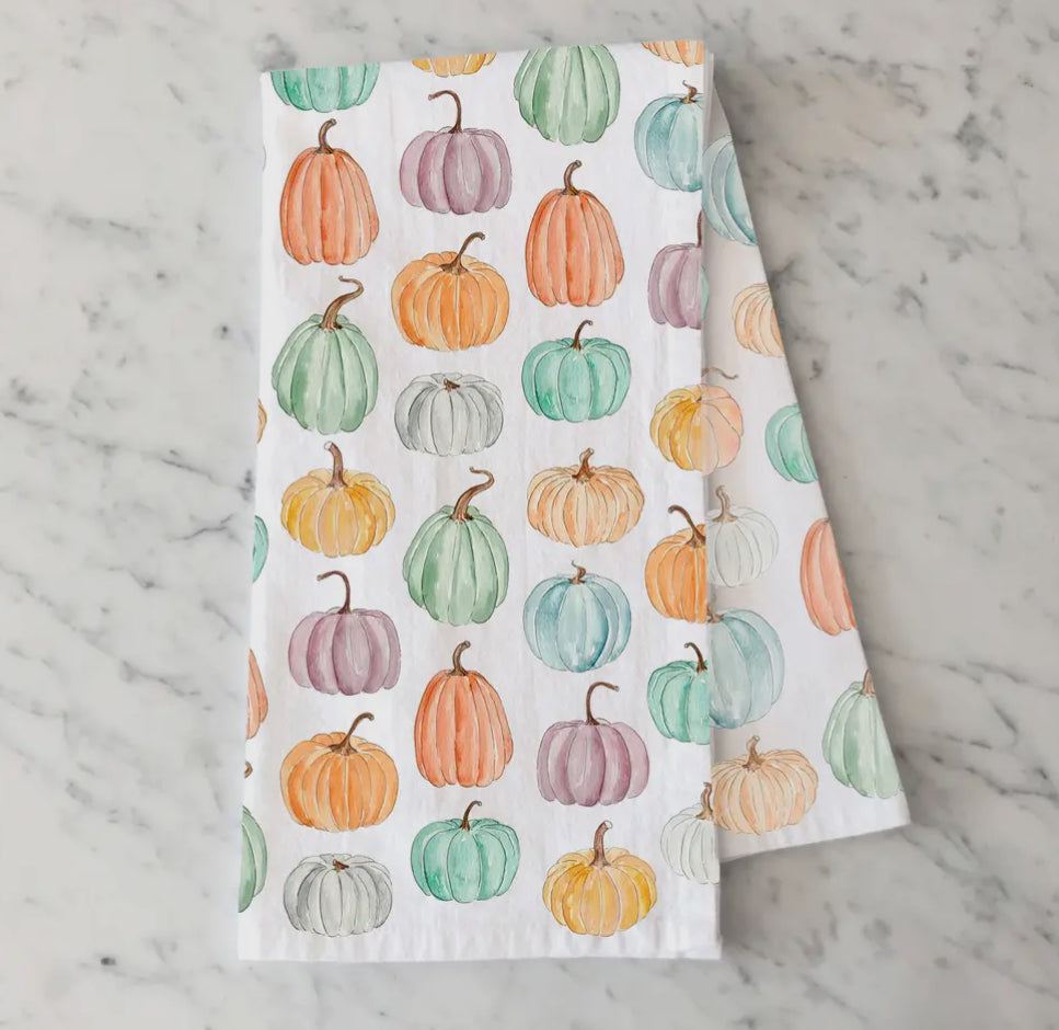 Colorful Pumpkins Tea Towel