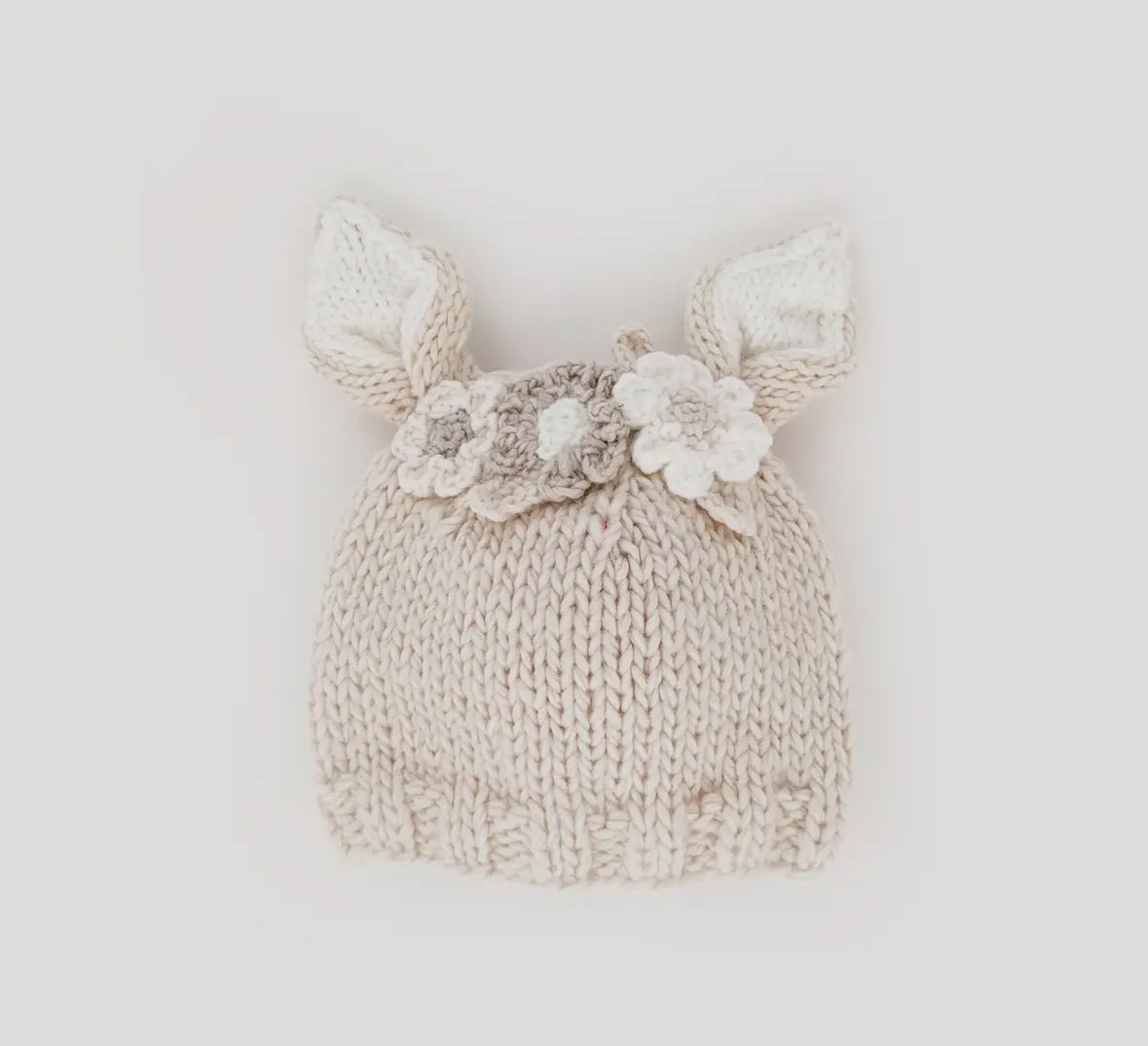 Flower Bunny Beanie in Natural