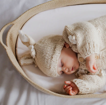 Flower Bunny Beanie in Natural