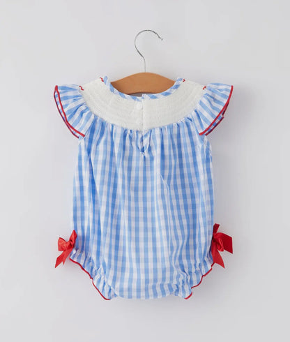 4th of July - Smocked Girls Romper