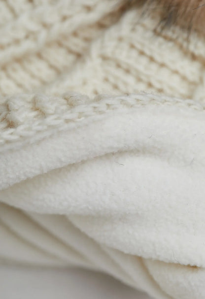 Brecken Ecru Crochet Pom Beanie