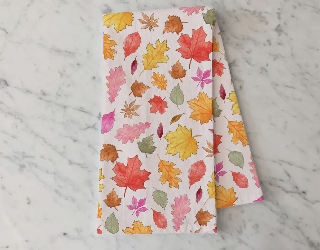 Colorful Fall Leaves Tea Towel