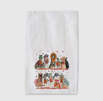 Trick or Treat Halloween Dogs Tea Towels