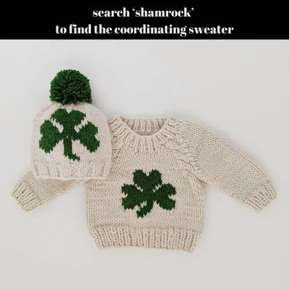 Shamrock St. Patrick’s Day Hand Knit Beanie Hat Baby &amp; Kids