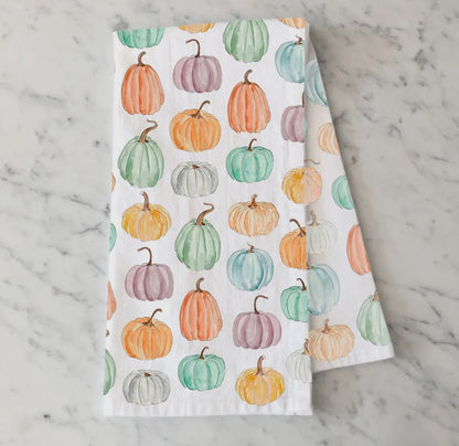 Colorful Pumpkins Tea Towel