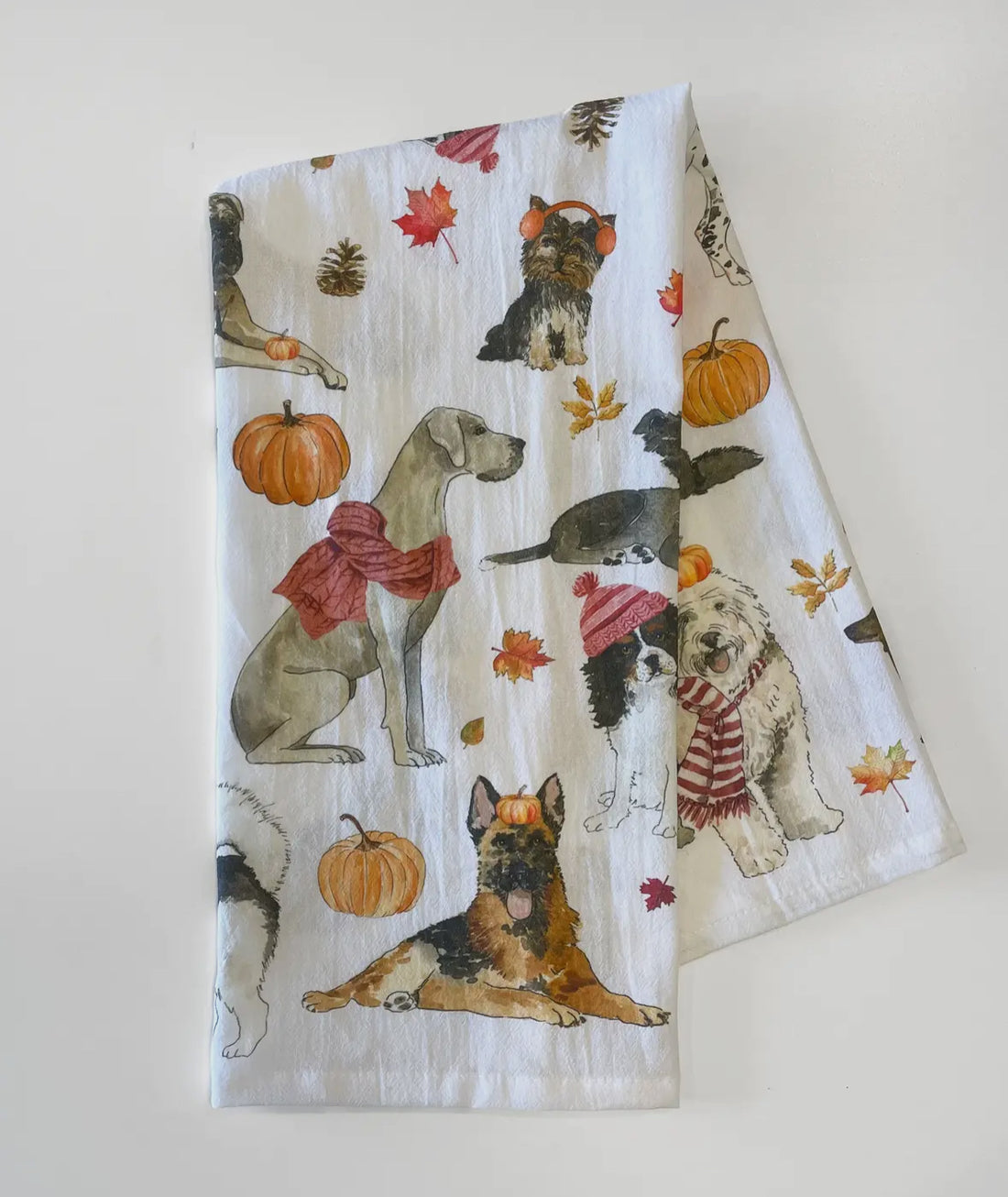 Cozy Fall Dogs Tea Towel