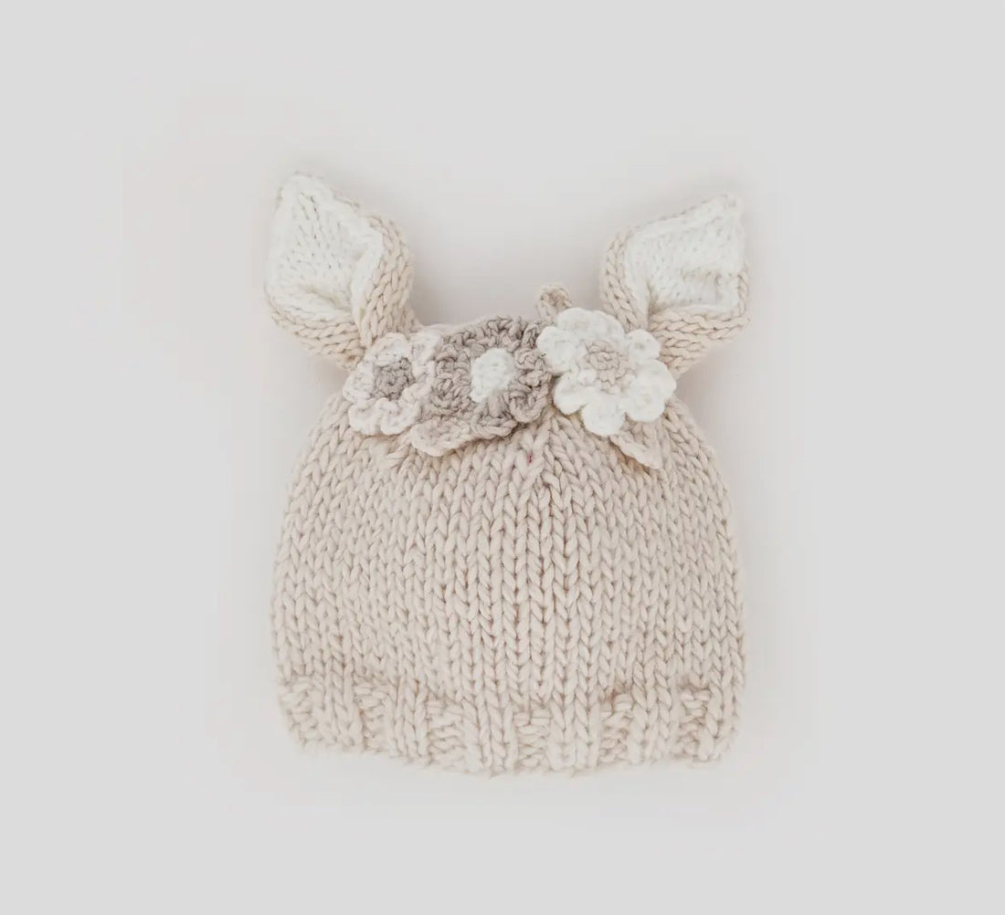 Flower Bunny Beanie in Natural